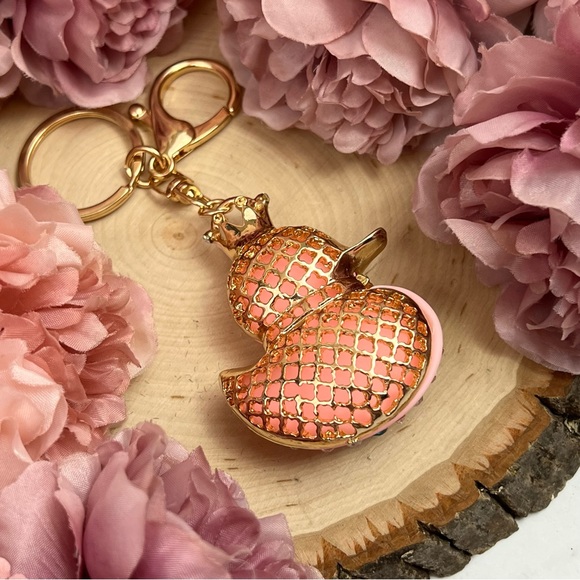 Pink Jeweled Duck with Crystals and Crown Keychain Charm - Picture 11 of 13